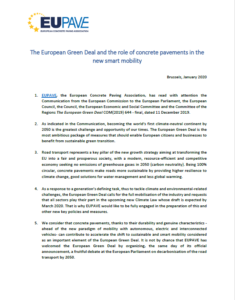 Position Paper “The European Green Deal and the role of concrete pavements in the new smart mobility”